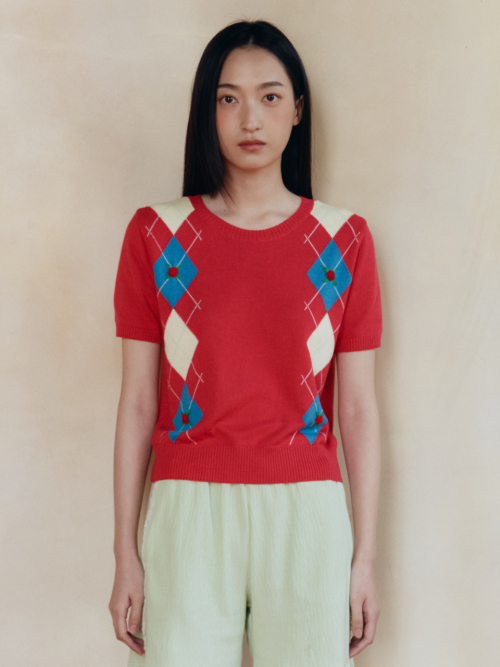 시엔느() Betty Argyle Modal Knit (Red) 상품 이미지