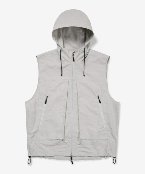 High Neck 3D Pocket худи-жилет [Light Grey]