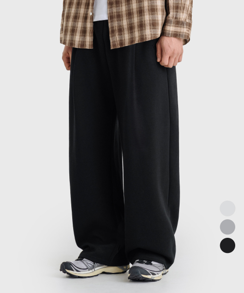 DEEP ONE-TUCK WIDE DAILY SWEAT PANTS_3COLOR