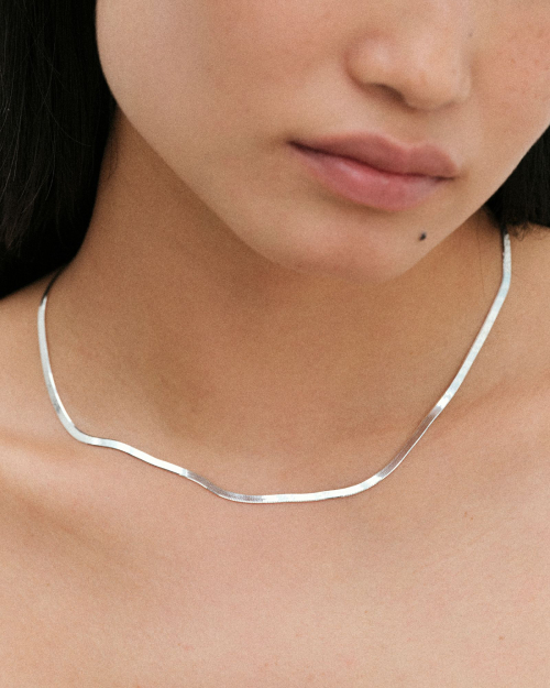 3mm Flat Necklace (silver925)(2color)