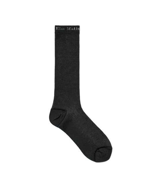 SHEER GLITTER CREW SOCKS IN BLACK
