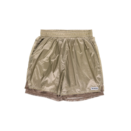 OPAQUE MESH LAYERED SHORT PANTS BEIGE