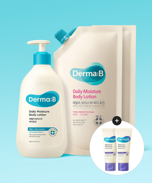 더마비() 데일리 모이스처 바디로션 400ML+리필 400ML 2개 (증정 밸런스핏 바디(크림30ML+세럼30ML) 상품 이미지