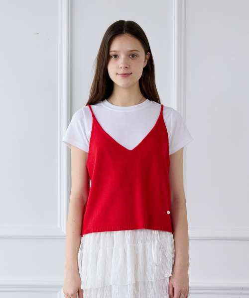 EVENING TALE KNIT TOP_RED