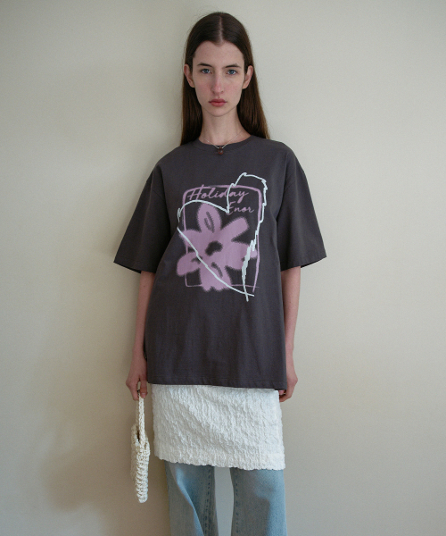FLOWER GRAPHIC T-SHIRT - DARK GREY