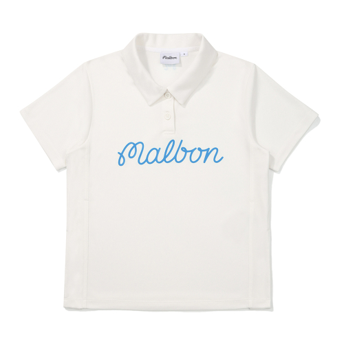 mesh jacquard side slit collar tee OFF WHITE(WOMAN)