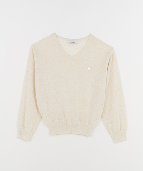 Оверсайз лонгслив V из льна Beige