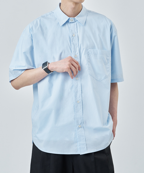 Hidden Button Shirt (Sky Blue)
