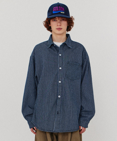 Washed denim over shirts_Stripe
