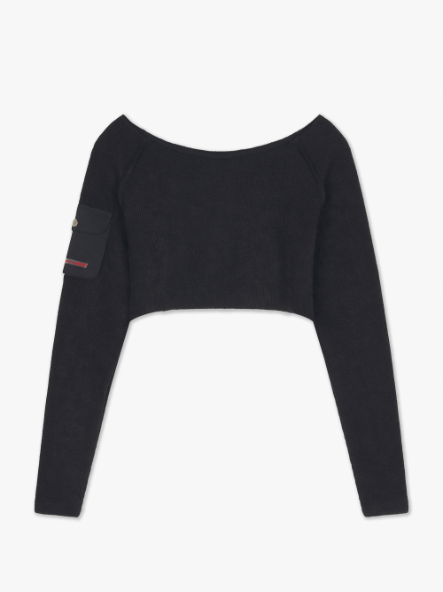 Pocket Crop Knit Black