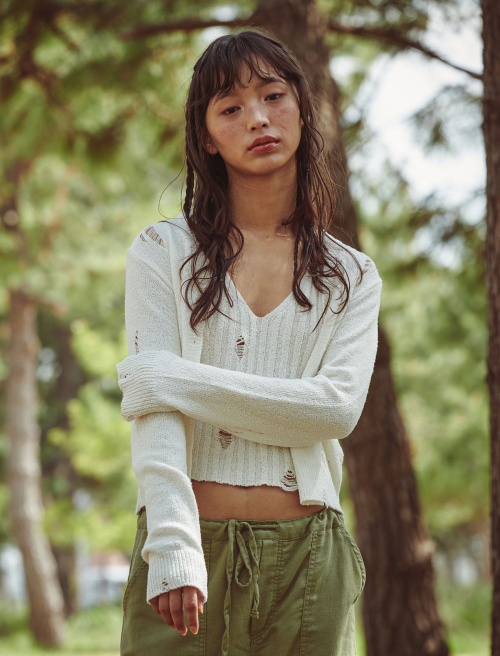 Bask Damaged Cardigan Ivory