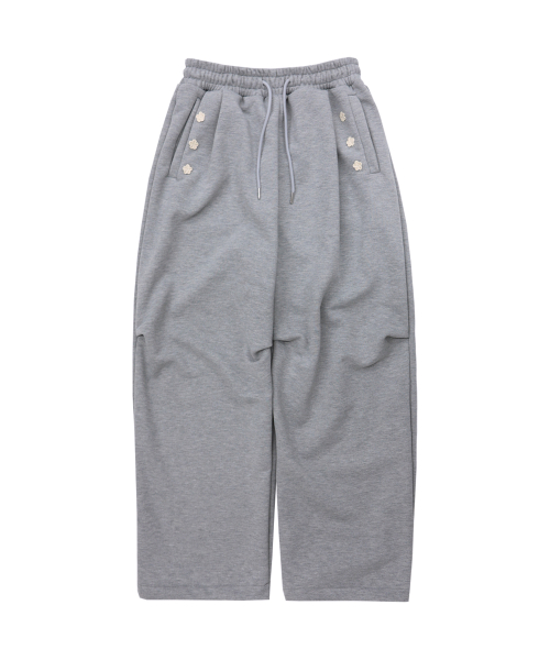 Crochet Sweat Pants (Melange Grey)