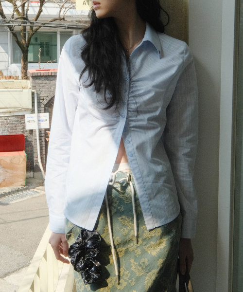 Silky Jacquard Shirt (Skyblue)