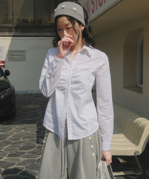 Silky Jacquard Shirt (White)