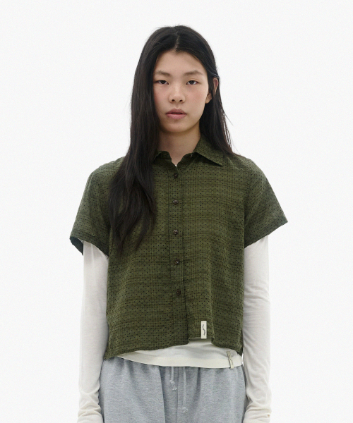 Рубашка с коротким рукавом в стиле 90-х (Khaki)