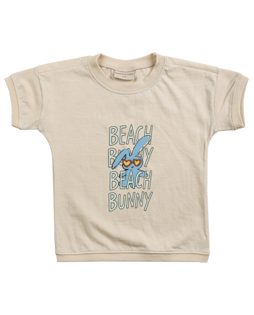 비치스앤 크림 키즈(BEACHESAND CREAM KIDS) 비치 버니 반팔 티셔츠-버터화이트(beach patch half Sleeve T-shirt butter white)... 