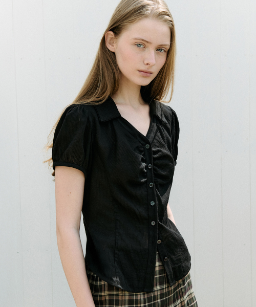 SLIM COLLAR BLOUSE BLACK