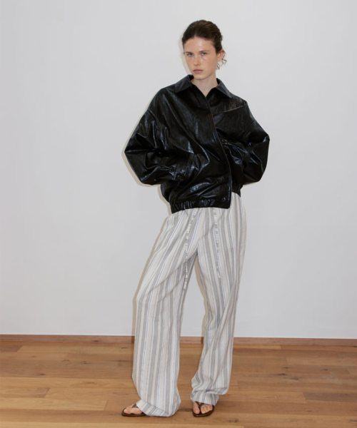 FAUX LEATHER BLOUSON JACKET - black