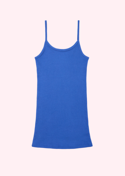 Waffle sleeveless shirt (Blue)