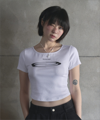 오프닝프로젝트() W Squareneck Cropped Symbol T Shirt - White 상품 이미지