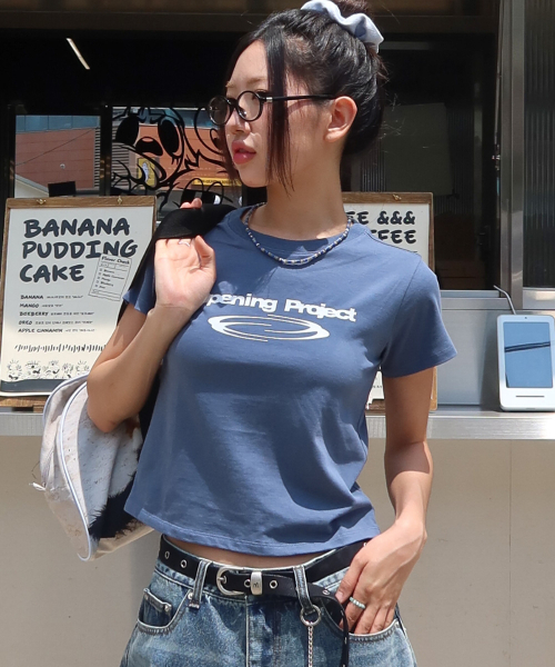 오프닝프로젝트() W Identity T Shirt - Blue Gray 상품 이미지