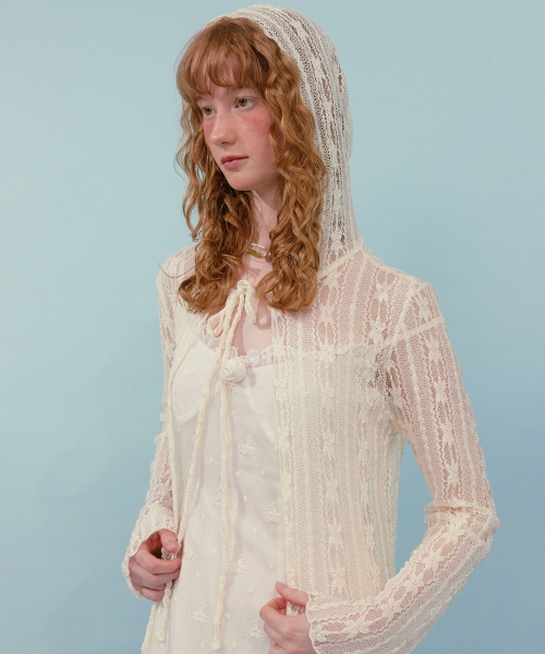【LOULOUSEOUL】Lace Maxi Cardigan (Ivory) 루루서울(LOULOUSEOUL) Lace Maxi Cardigan (Ivory) - 사이즈