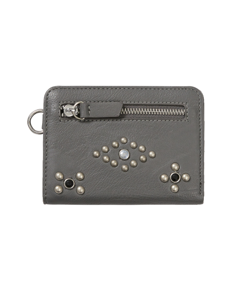STUDDED CROSS WALLET CHARCOAL