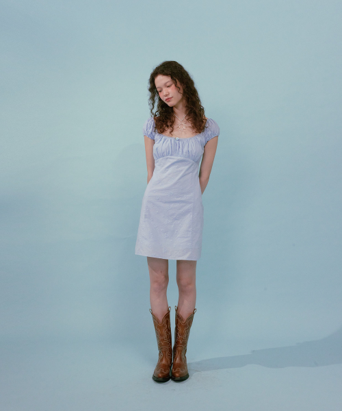 【韓国Loulouseoul ルルソウル】Cream Rose Mini Dress 루루서울(LOULOUSEOUL) Cream Rose Mini Dress (Blue) - 사이즈