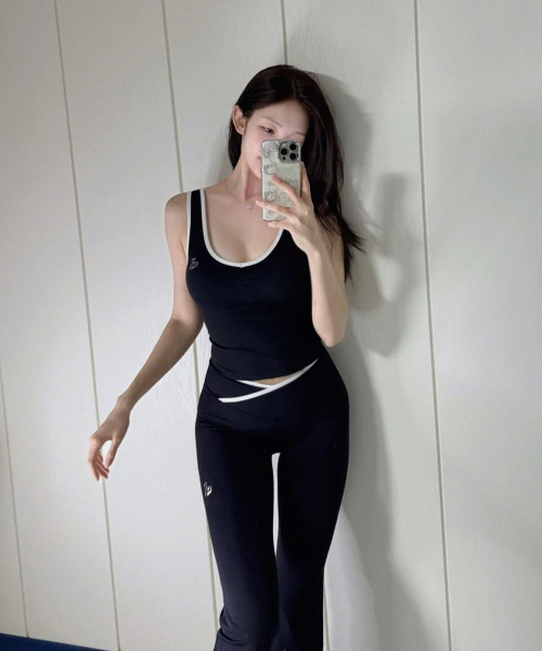 Line Slimming Silver Logo брюки-буткат леггинсы - Midnight Black