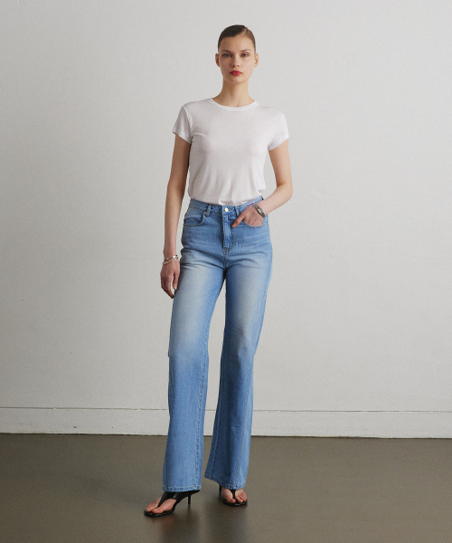 ESSENTIAL BOOTCUT DENIM PANTS_Light blue