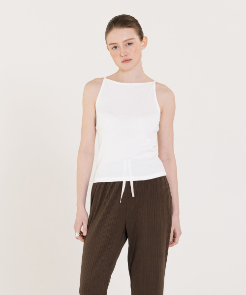 Ribbed Boat neck sleeveless белый