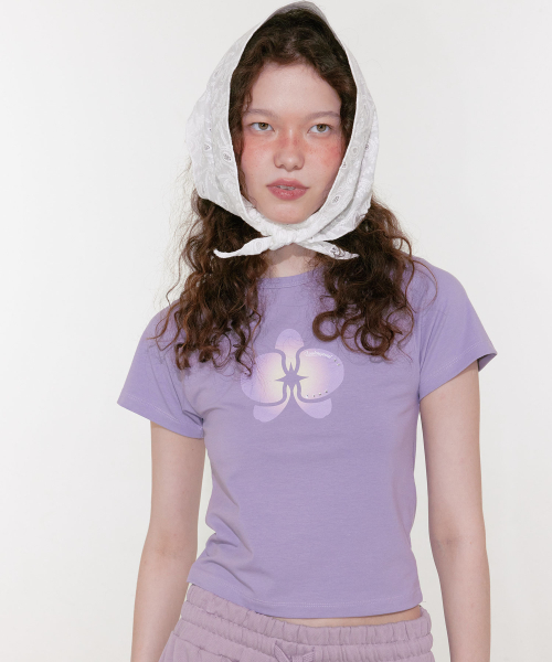 【LOULOUSEOUL】Orchid Cubic T-Shirt (Purple) 루루서울(LOULOUSEOUL) Orchid Cubic T-Shirt (Purple) - 사이즈