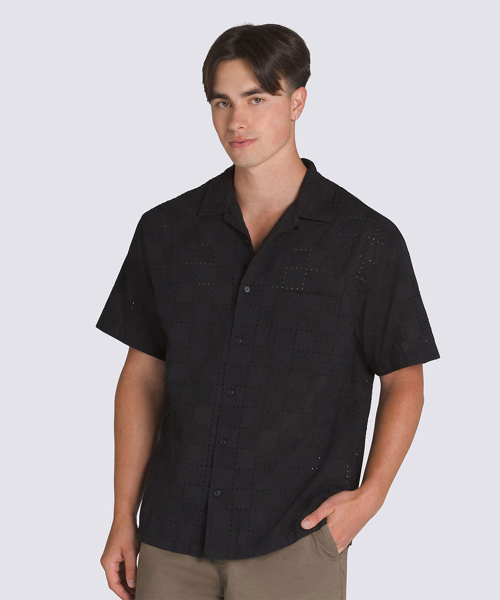 반스() 웨이사이드 아일렛 우븐 반소매 셔츠 - 블랙 / VN000M1FBLK1 상품 이미지