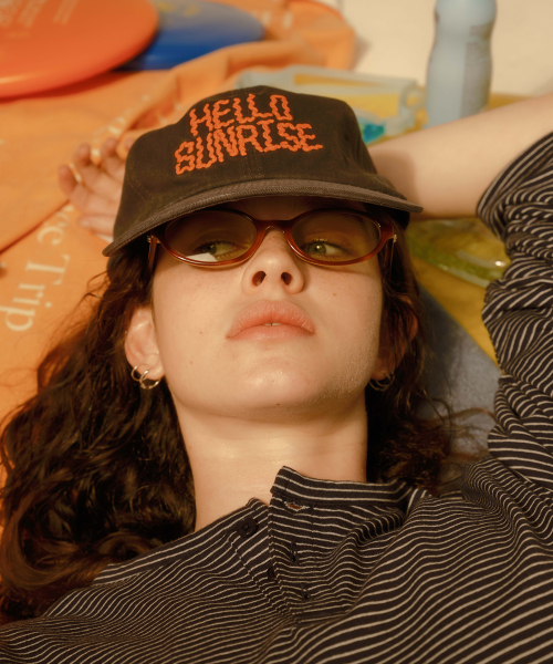 ★Hello Sunrise★ Washed Doodle Typo 5Panel Cap Washed Doodle Typo 5Panel Cap_Khaki - Hello Sunrise