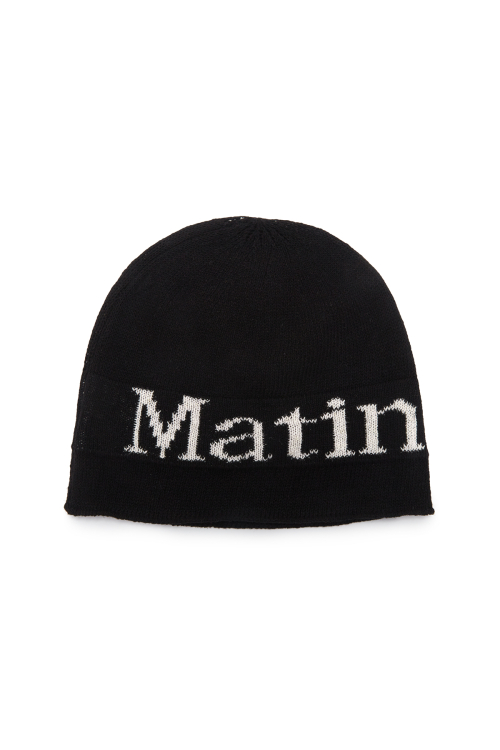 MUSINSA公式 | MATIN KIM LOGO LINEN SHORT BEANIE IN WHITE