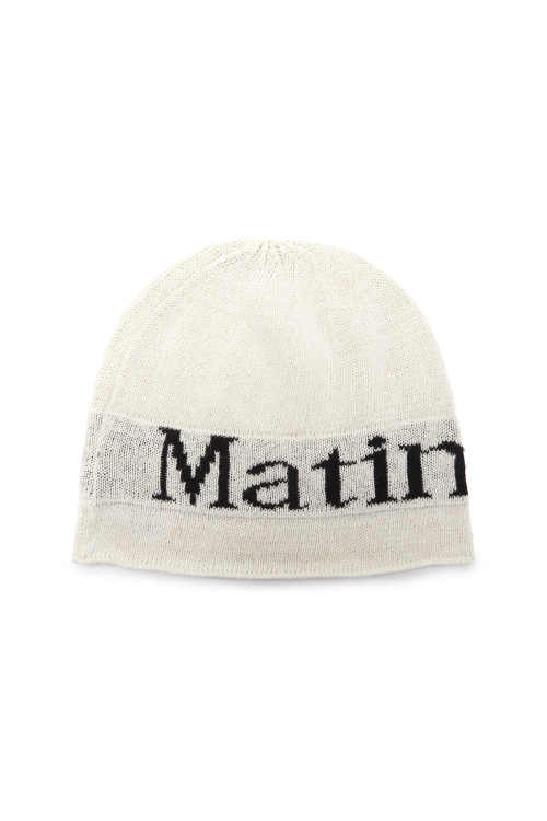 MUSINSA公式 | MATIN KIM LOGO LINEN SHORT BEANIE IN WHITE