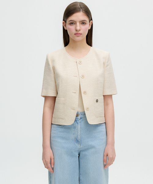 [올리브 데 올리브] 라운드넥 싱글 버튼 반팔 자켓 OW5MJ3600 5007144521