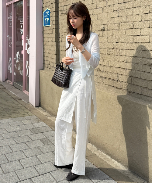 Daisy Layered Wrap юбка брюки_WHITE(W25-PT17)