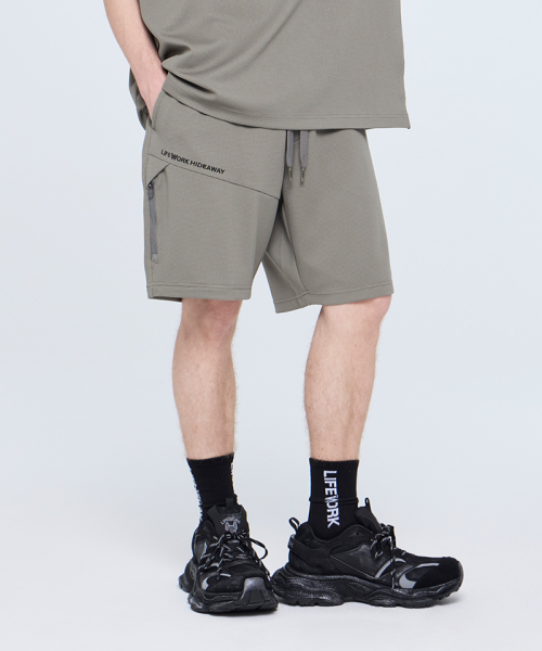 라이프워크() 와플 조직 지퍼프론트 밴딩 숏 팬츠 상품 이미지