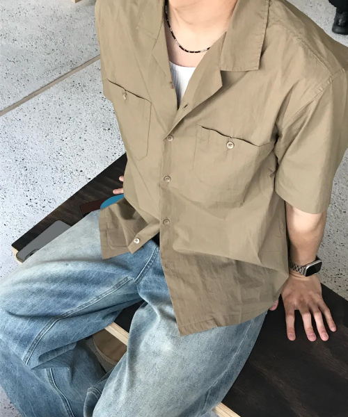 Uncle Open Collar Half рубашка : 2color