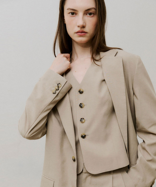 TENCEL LINEN WAISTCOAT (BEIGE)