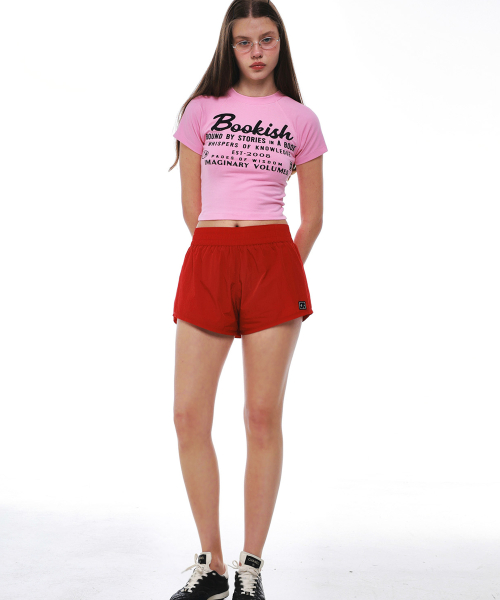 EMBLEM PATCH NYLON SHORTS_RED