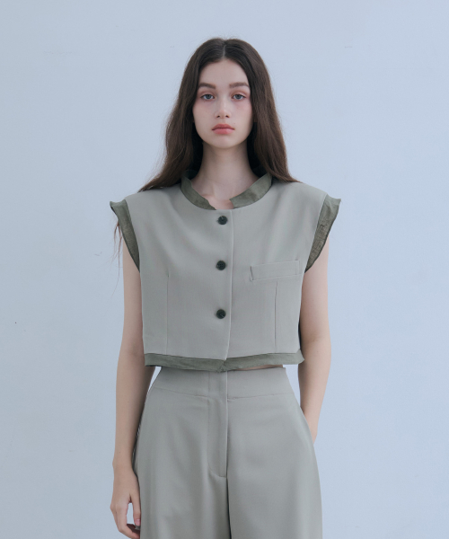 Укороченный жилет для многослойных образов Khaki