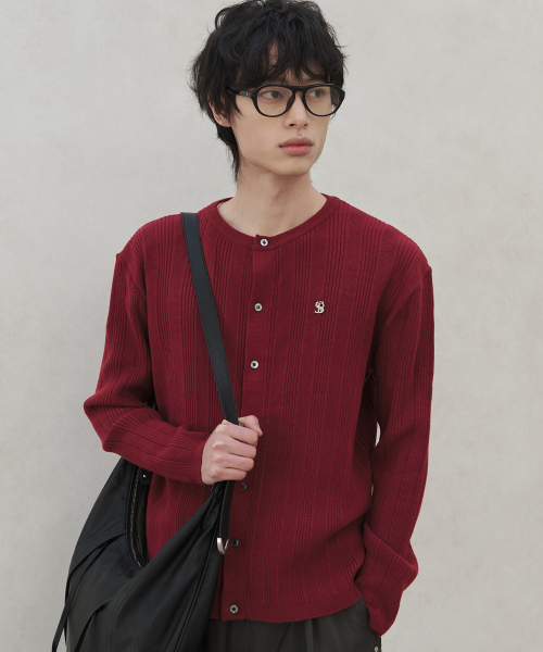 Круглый кардиган Ribbed Knit_Burgundy