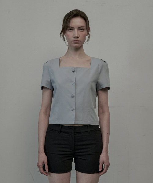 Mellow Square Neck Blouse Jacket - Sky Blue