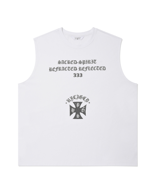 Uncaged Slogan Sleeveless/White