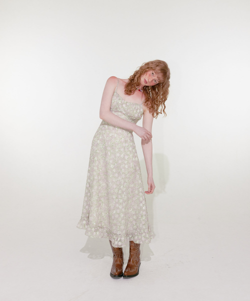 ◆Loulouseoul◆ Lily Shirring Long Dress Light Green Lily Shirring Long Dress (Light Green) - LOULOUSEOUL
