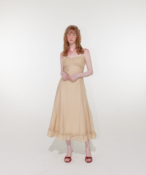 루루서울(LOULOUSEOUL) Lily Shirring Long Dress (Beige