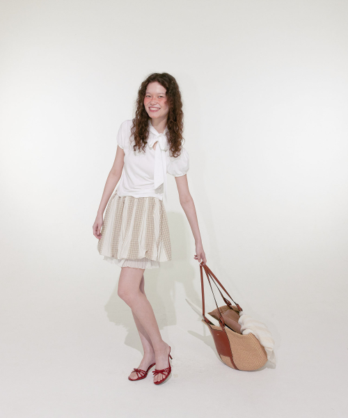 루루서울(LOULOUSEOUL) Ribbon Tie T-Shirt (White) - 사이즈 루루서울(LOULOUSEOUL) Ribbon Tie T-Shirt (White) - 사이즈