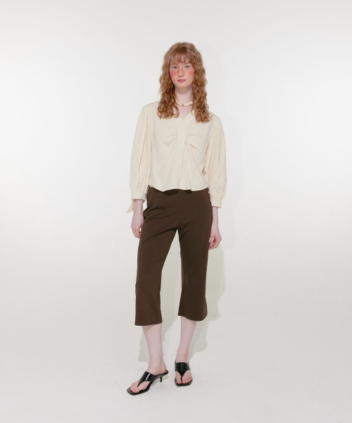 Wrinkle Puff Blouse (Cream)